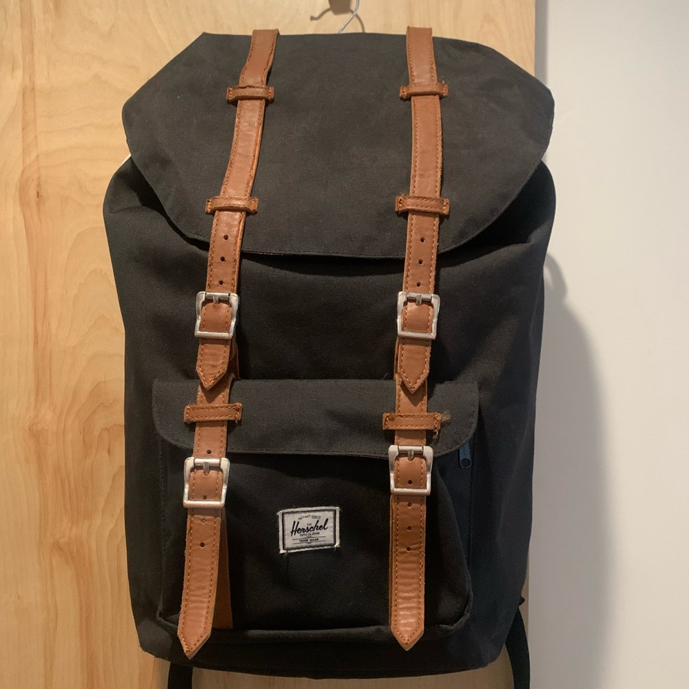 Herschel Supply Company Black Backpack with Tan Straps